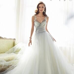 SOPHIA TOLLI Bridal Y11550 Lt Grey Tulle Ballgown Straps Wedding Dress Gown